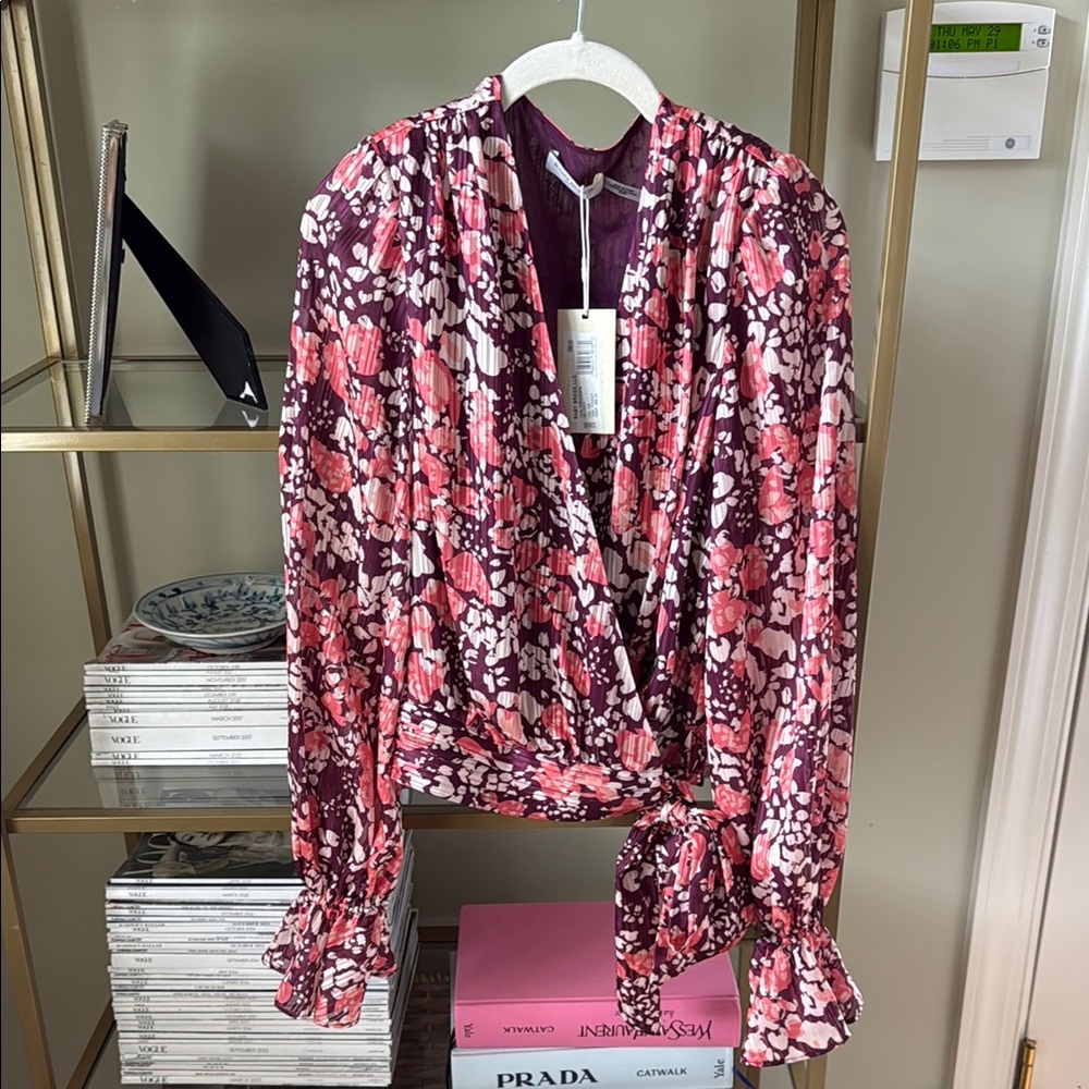 Ramy Brook Pink and Purple Wrap Blouse NWT